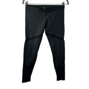 DAVID LERNER Dark Gray Black Low Rise Mesh Inset Activewear Leggings Size M